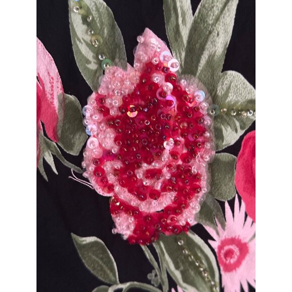 Vintage 90s Y2k Beaded Floral Embroidered Sequin Maxi Skirt M Resort Wear Cruise - Picture 3 of 9